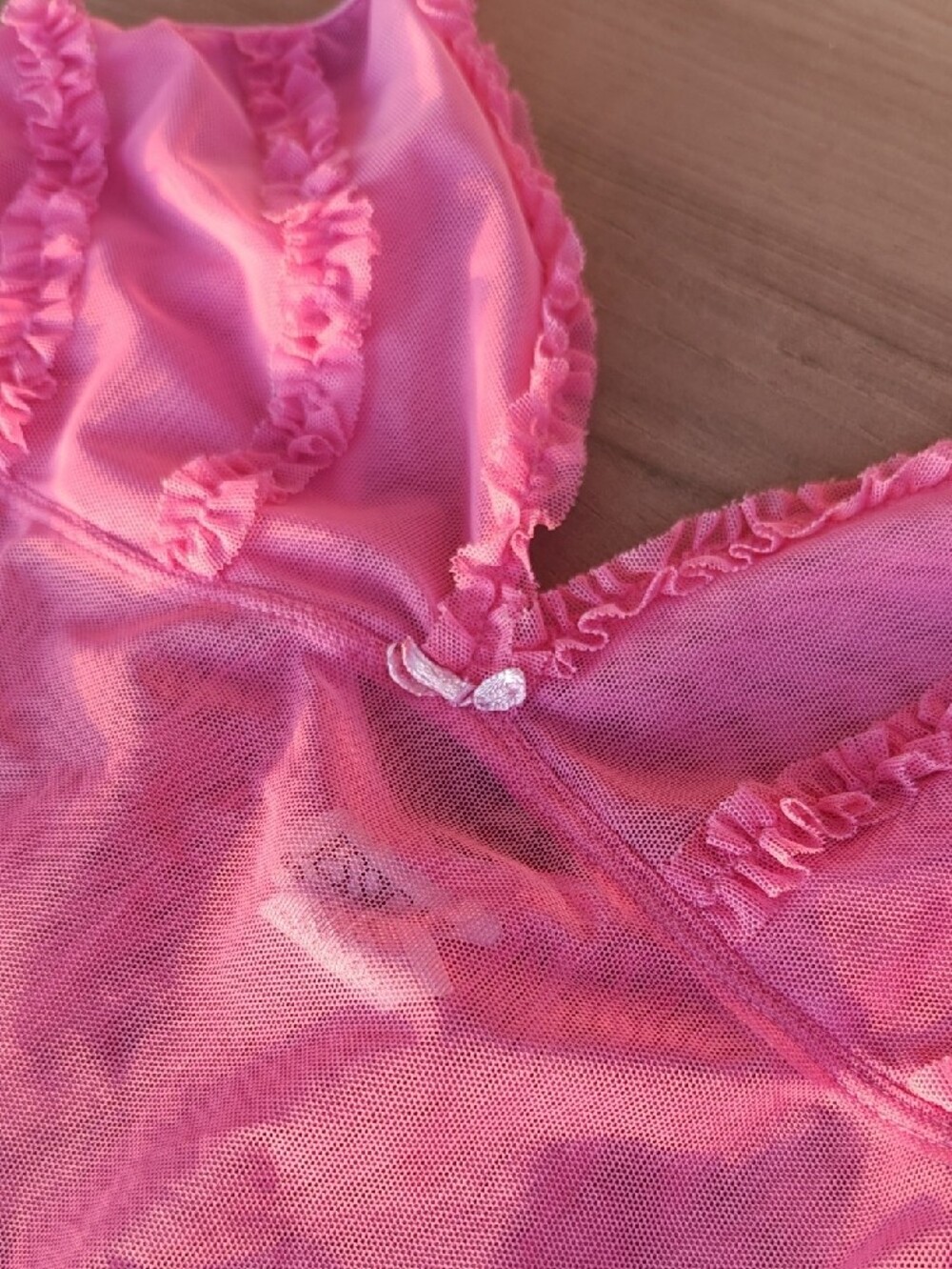Vintage JESSICA Pink Sheer Mesh Babydoll Lingerie - Picture 2 of 7
